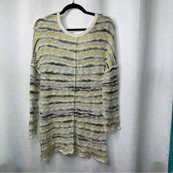 Free People wool chunky knit oversized green sweater size large boho casual - Picture 3 of 6